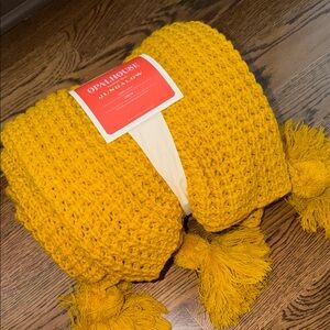 Opalhouse Mustard Knit Throw with Tassels